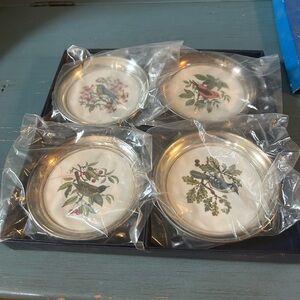 Silver Bird Illustration Coaster Set